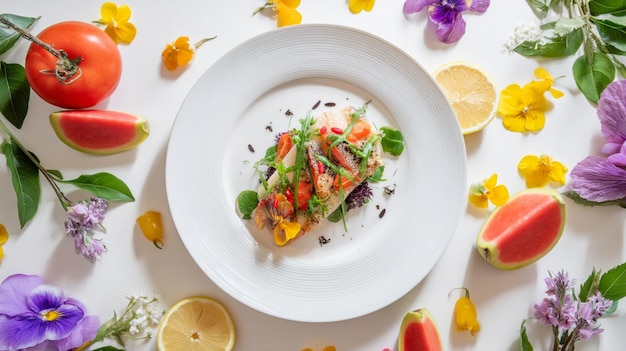 Talerz z kolorowym, domowym daniem