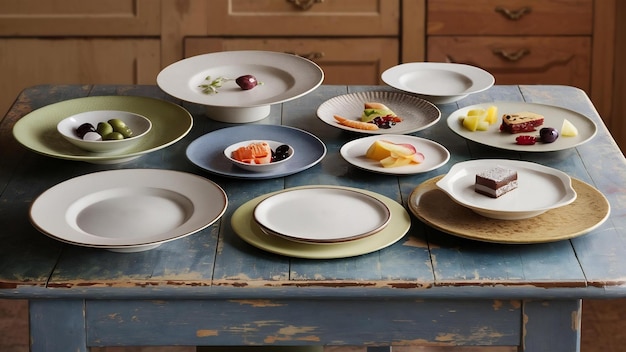 Zestaw talerzy z potrawami